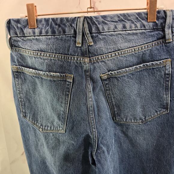 Good American Jeans Womens 4 27 High Rise Denim Dark Wash Fringe Stripe - Picture 6 of 12